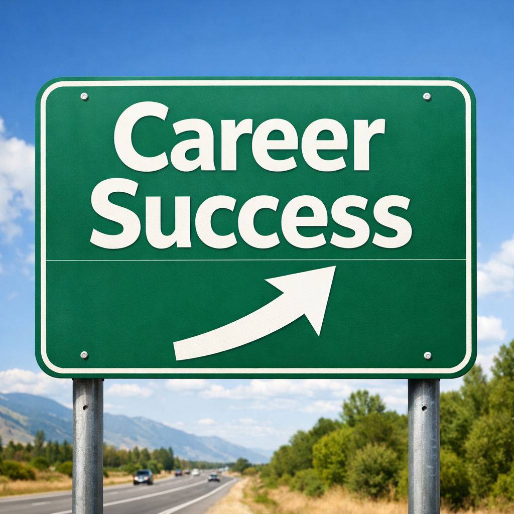 Career Success Sign in Urban Setting