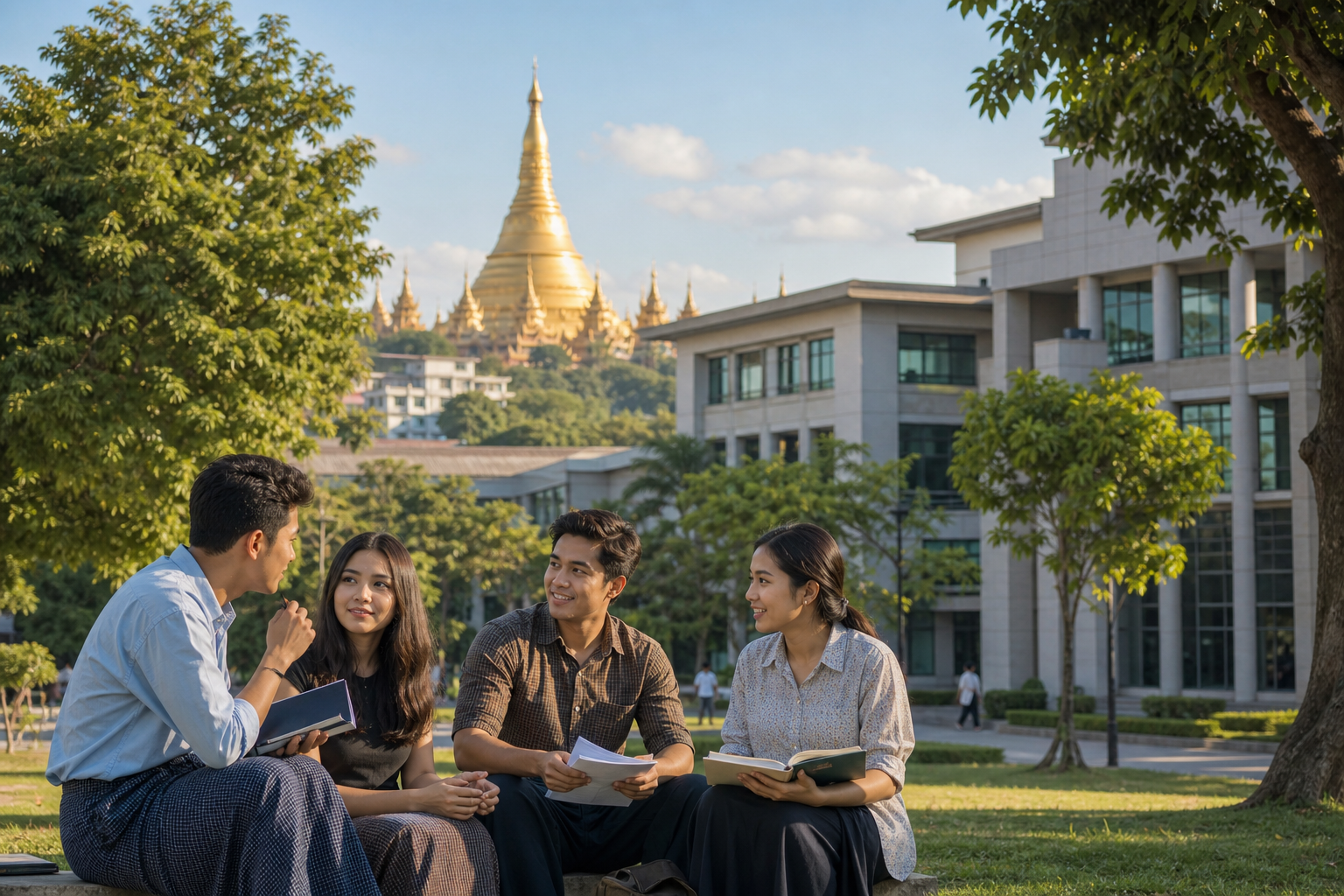 Modern BBA Campus With Myanmar Landmark