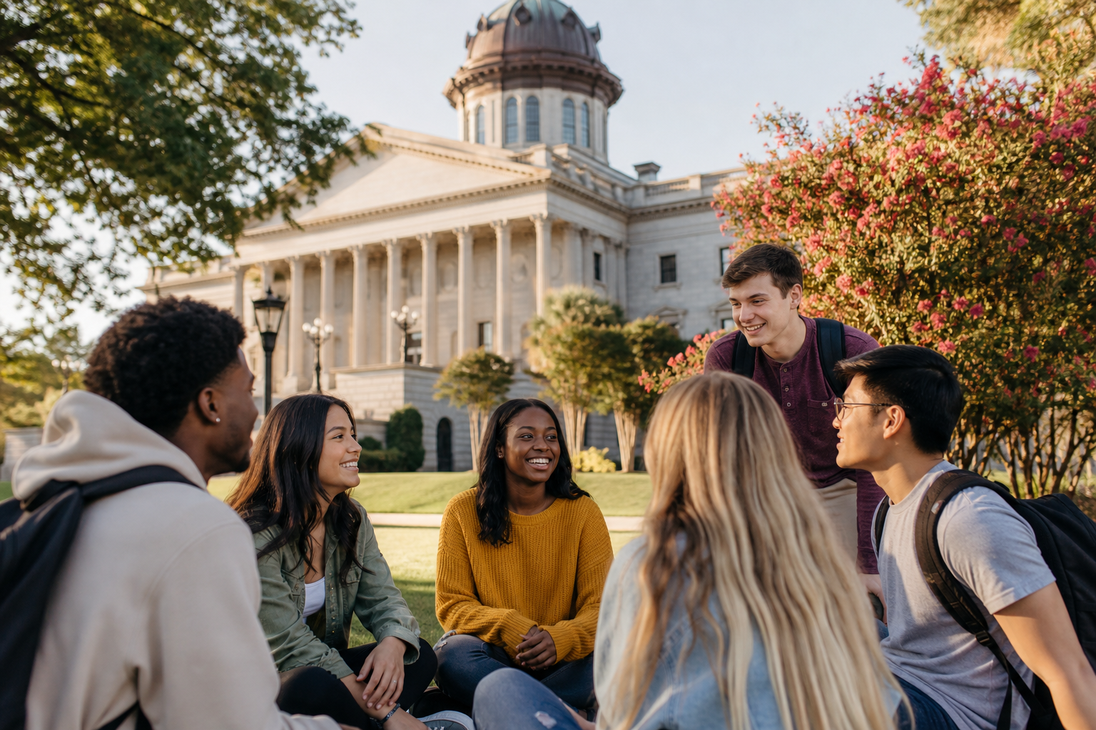 South Carolina College Campus With Landmark