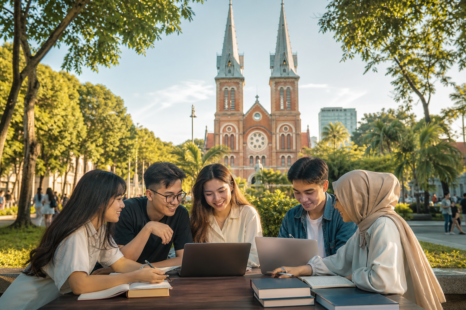 Vietnam Landmark With Online BBA Students
