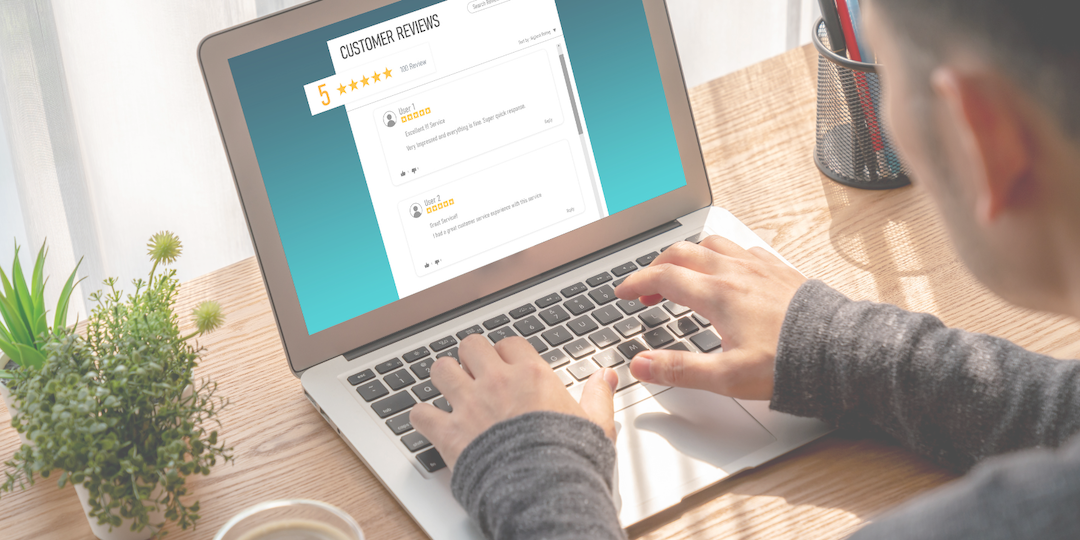 product user providing feedback through online review
